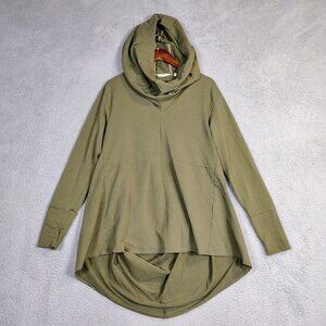 Marcella Firenze Hoodie Women's Small Olive Green Thumbhole High-Low Activewear